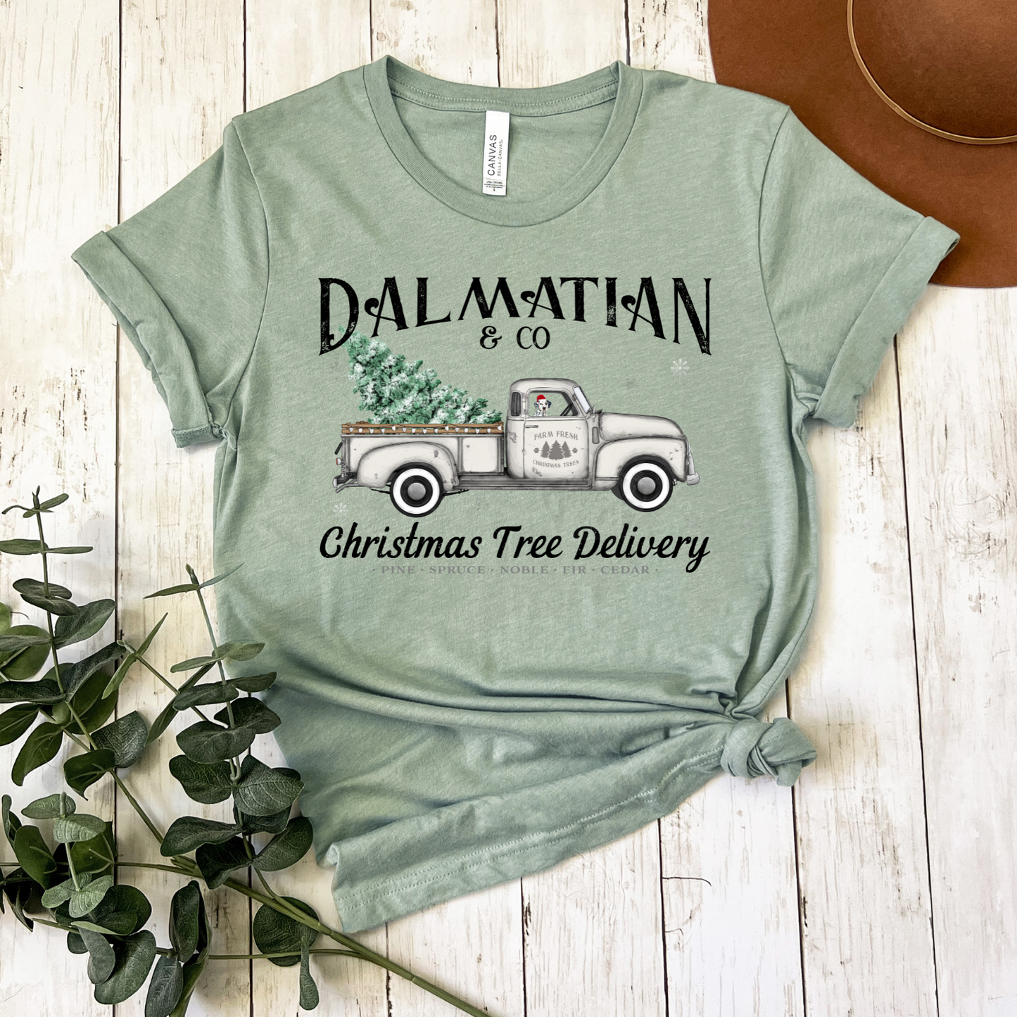White Truck Christmas Tree Delivery Tee
