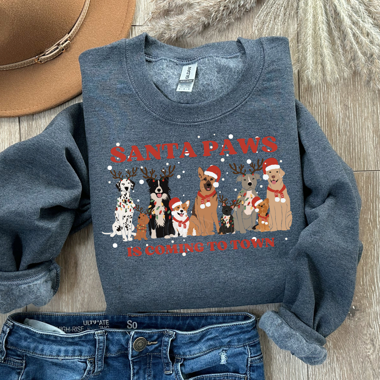 Santa Paws is Coming to Town Crewneck Sweatshirt