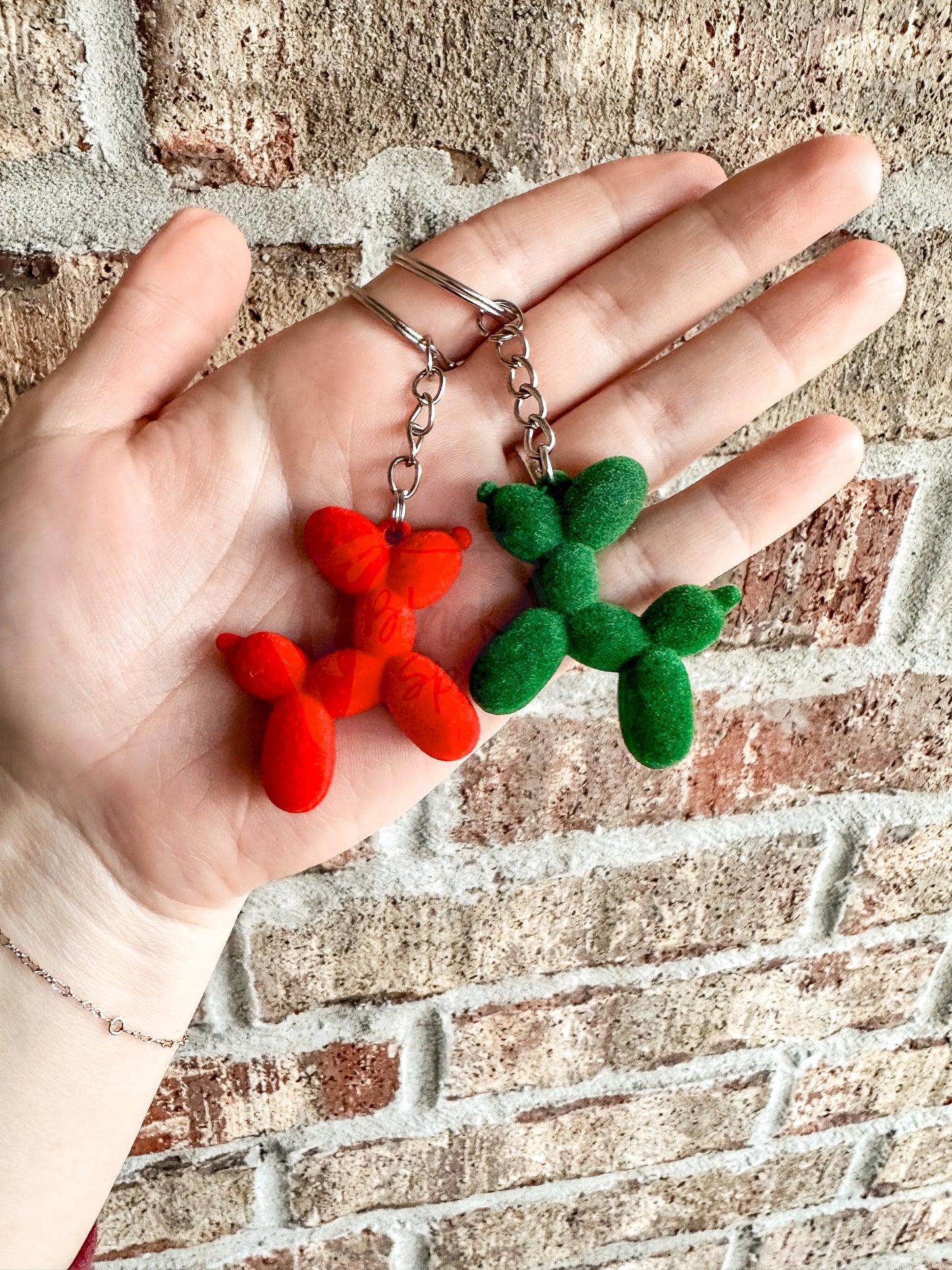 Fuzzy Christmas Balloon Dog Keychain