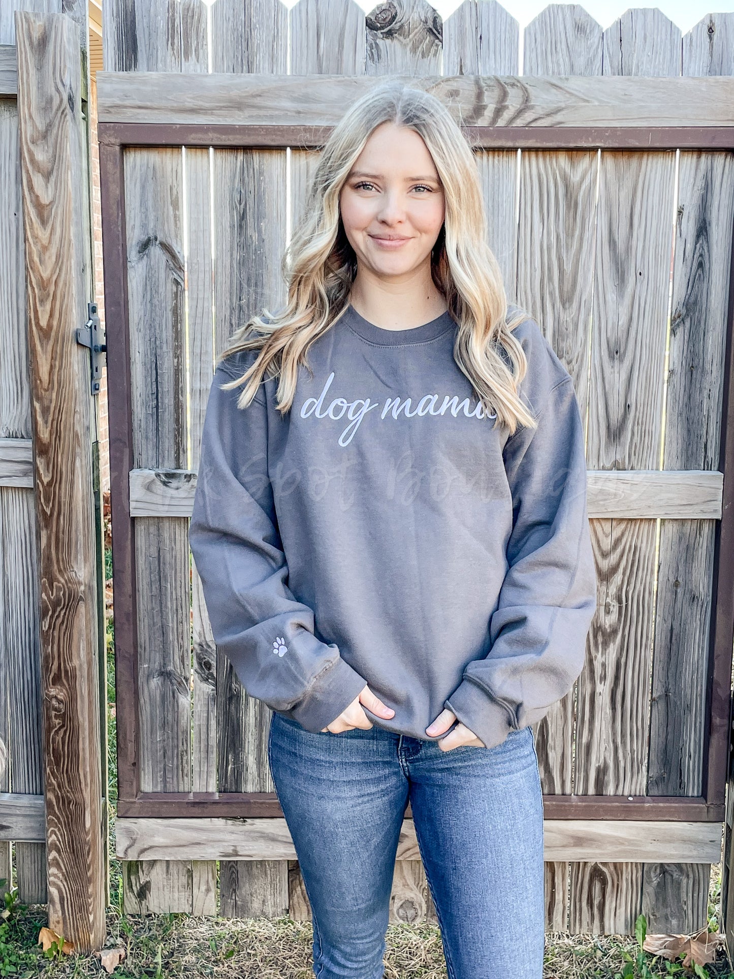 Embroidered Dog Mom Crewneck Sweatshirt