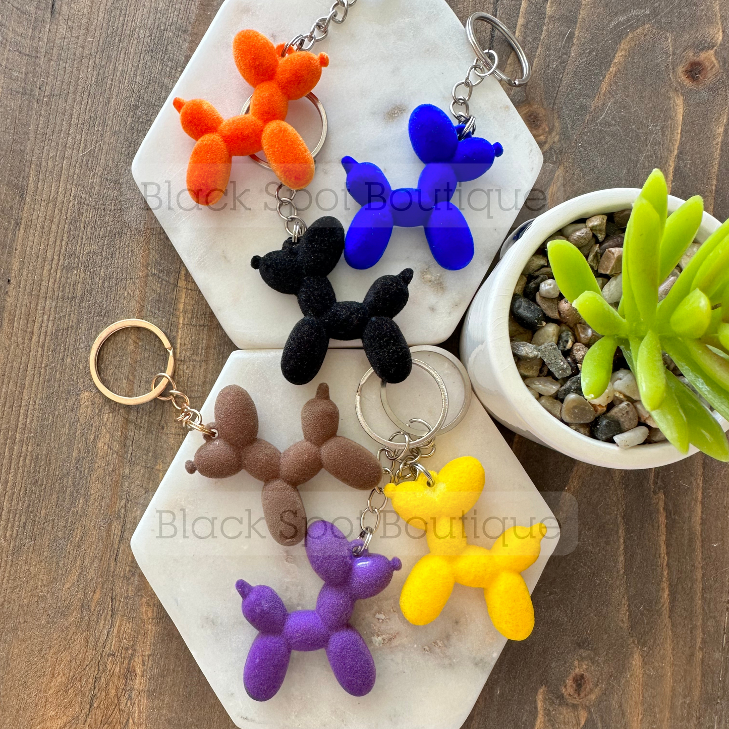 Fuzzy Balloon Dog Keychain