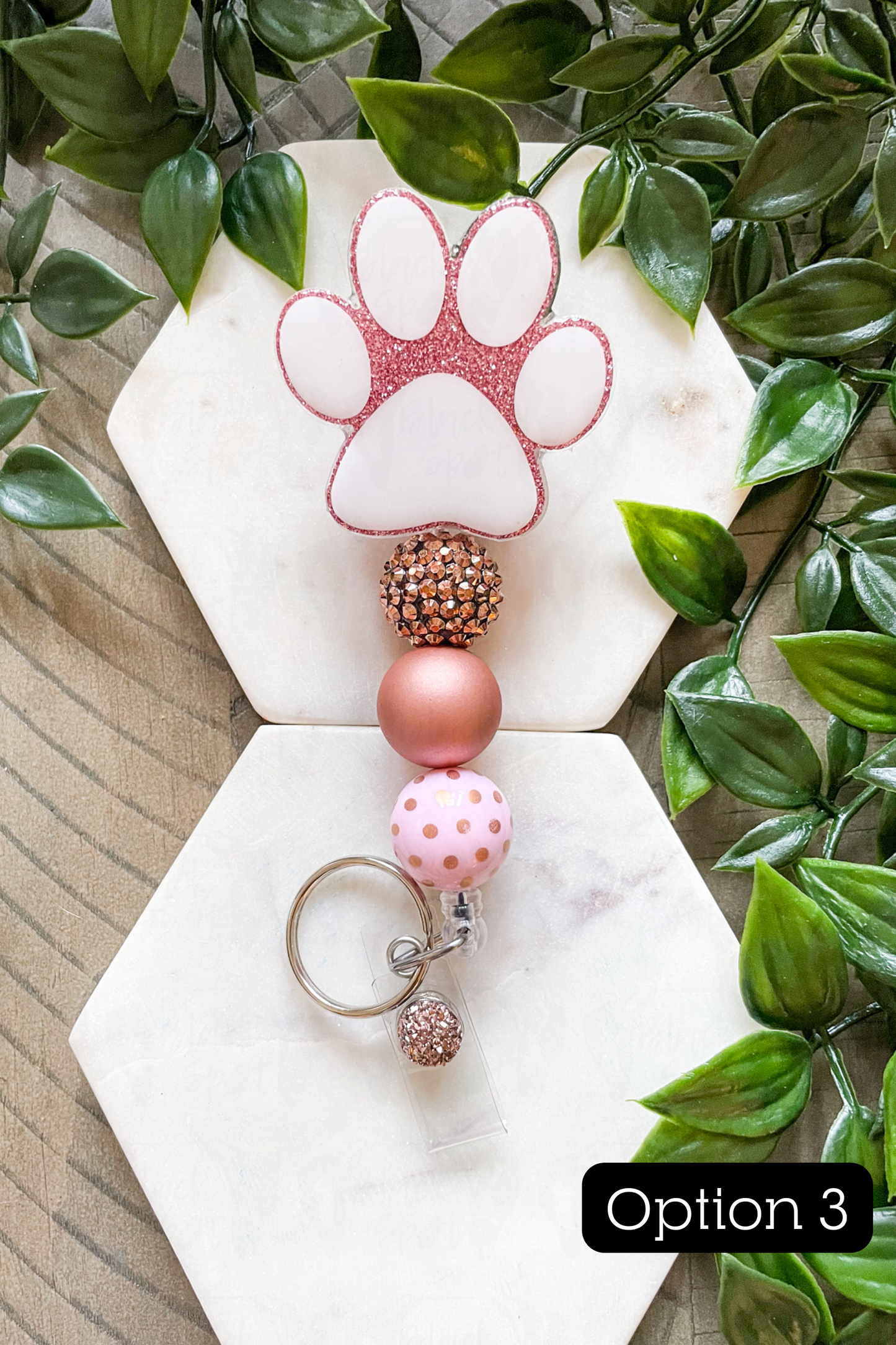 Pink Paw Interchangeable Badge Reel
