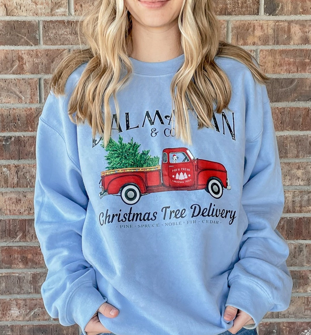 Red Truck Christmas Tree Delivery Crewneck Sweatshirt