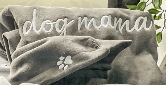 Embroidered Dog Mom Crewneck Sweatshirt
