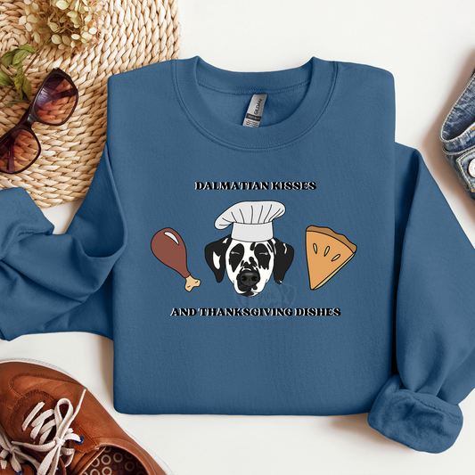 Dalmatian Kisses and Thanksgiving Dishes Crewneck Sweatshirt