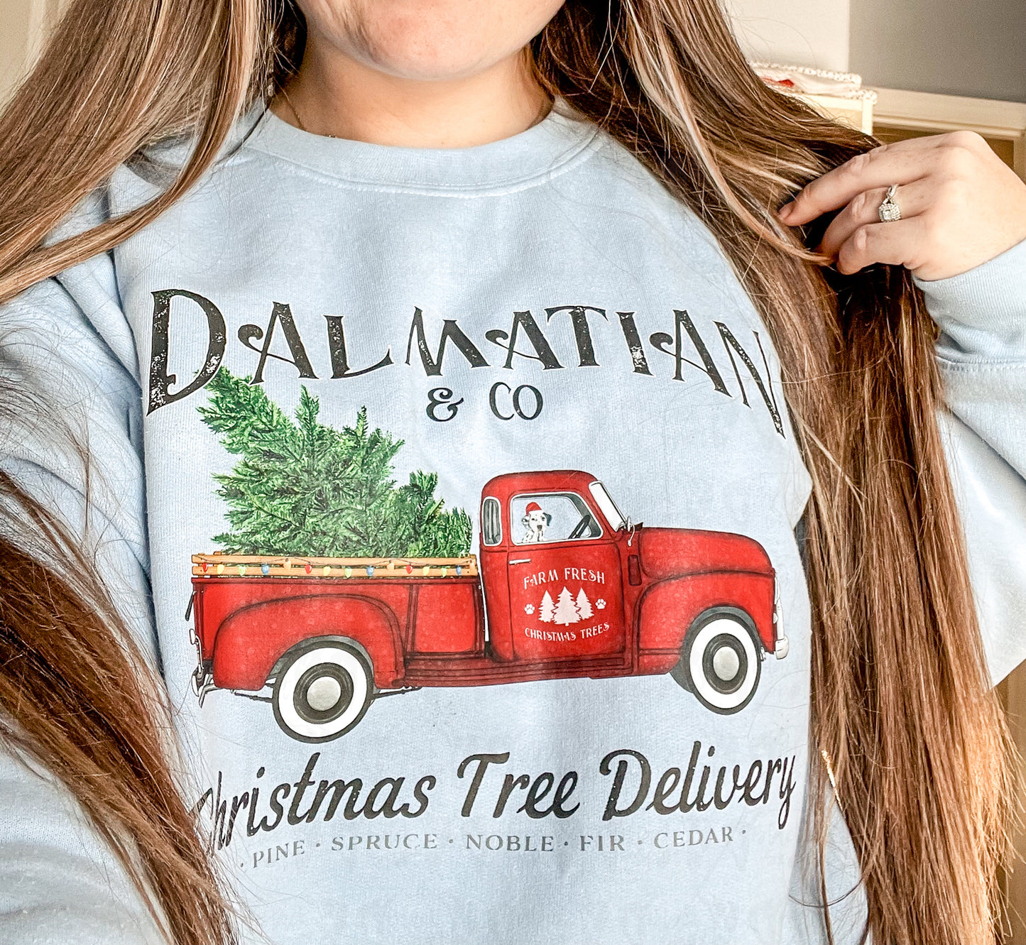 Christmas Tree Delivery - Dalmatian and Co Truck Crewneck Sweatshirt