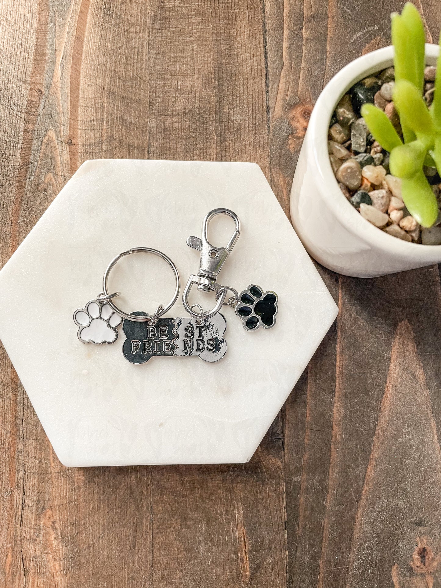 Best Friends Keychain and Collar Charm Set